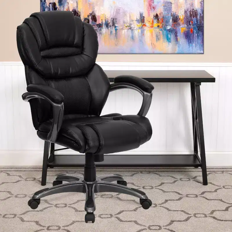 High-Back Executive Swivel Office Chair – LeatherSoft, Lumbar Support, 250 lb, 2-Year Warranty