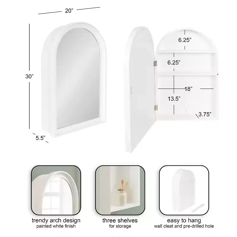 DesignOvation Herenshaw Arch Mirror Vanity Cabinet