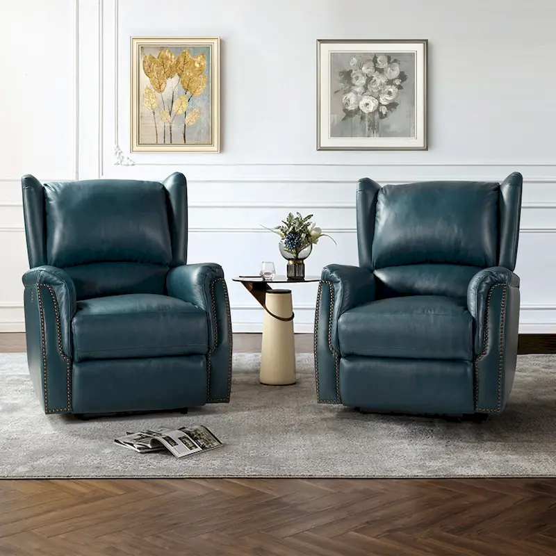 Eduardo Genuine Leather Power Recliner with USB Port Set of 2