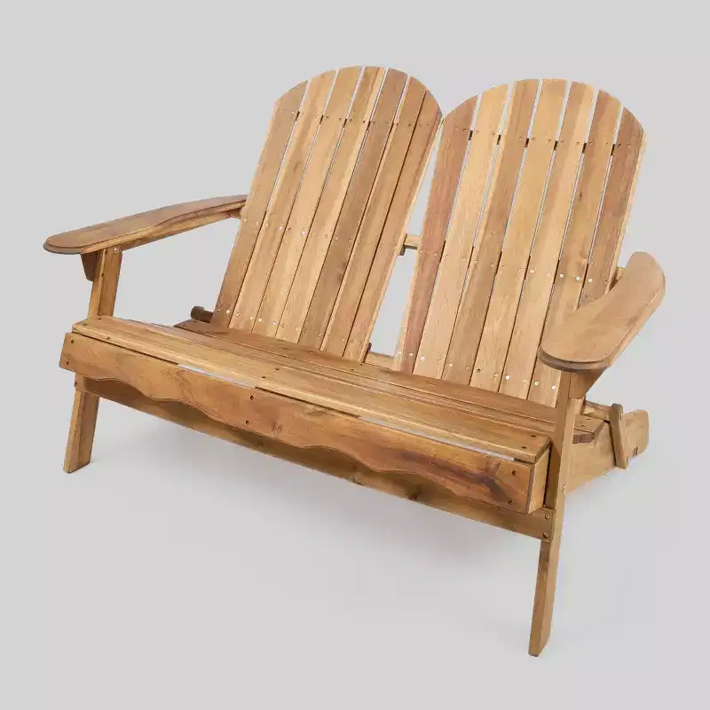 Malibu Acacia Wood Patio Adirondack Loveseat - Christopher Knight Home