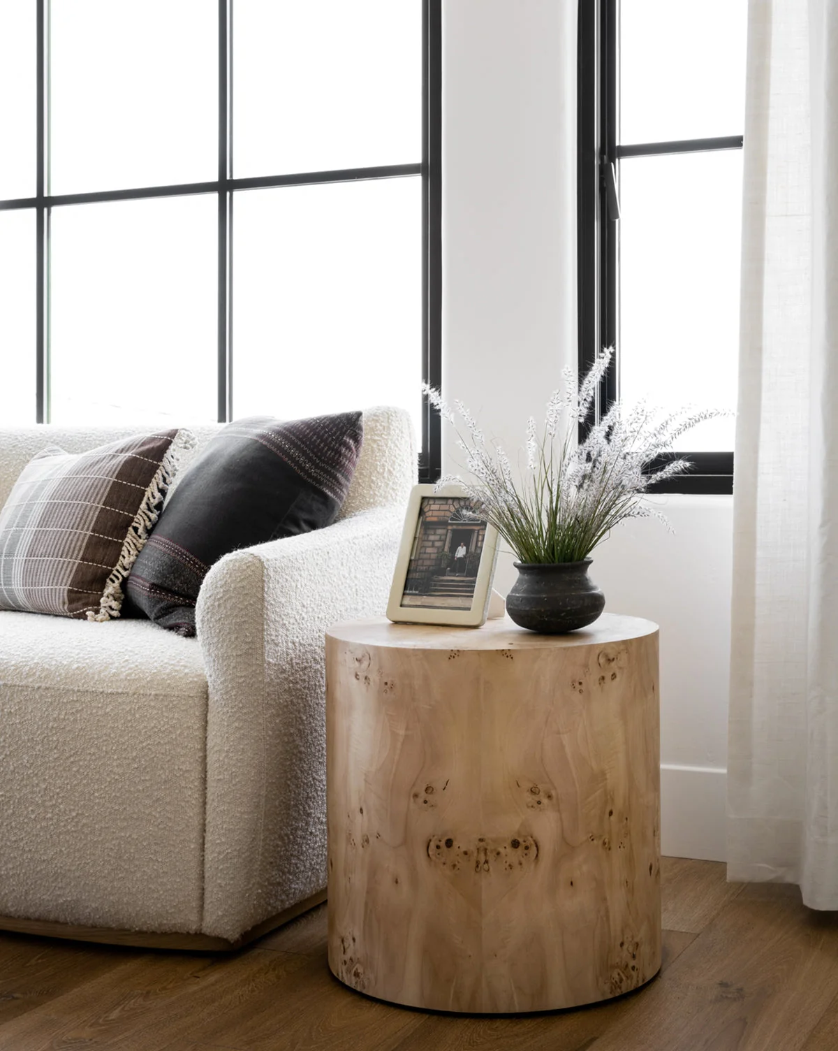 Organic Burl Wood Side Table with Natural Grain & Unique Character for Living Room