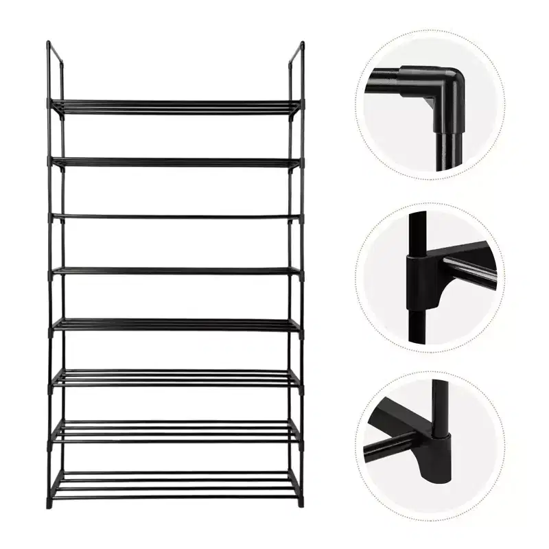 Karl Home 8-Tier Or 2*4-Tier Black Iron Pipe 35.59in. W Shoe Rack