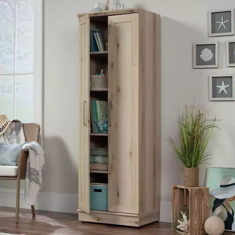 Sauder Homeplus 2 Door Storage Cabinet Pacific Maple: Laminated Utility Closet, 5 Shelves, Office Organizer