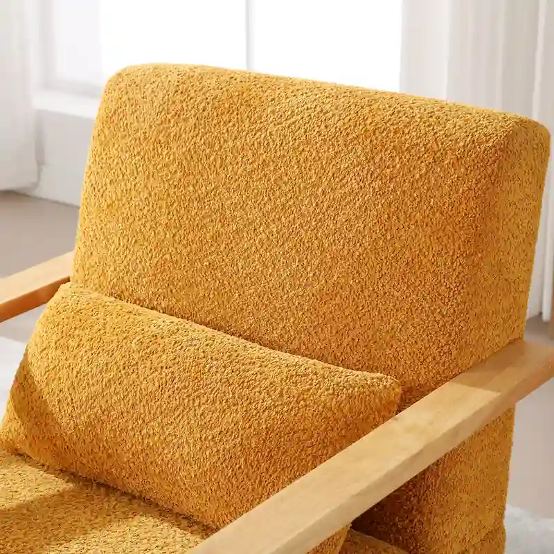 Mid-Century Boucle Upholstered Swivel Armchair With Pillow