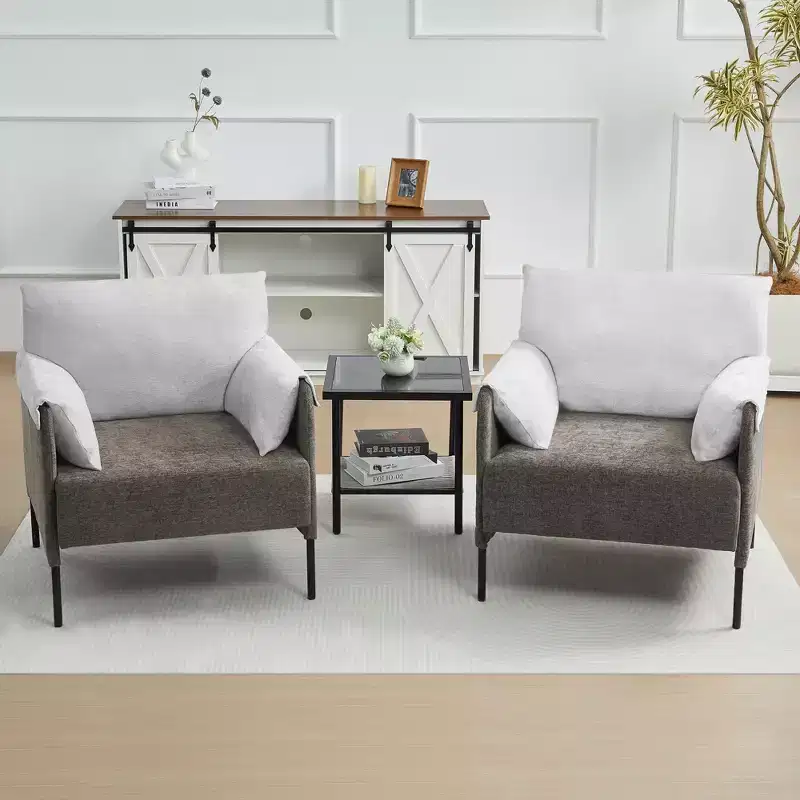 Chenille Oversized Accent Chair, Sofa Chair with Large Seat, Modern Armchair Reading Chairs for Bedroom Living Room(Set of 2