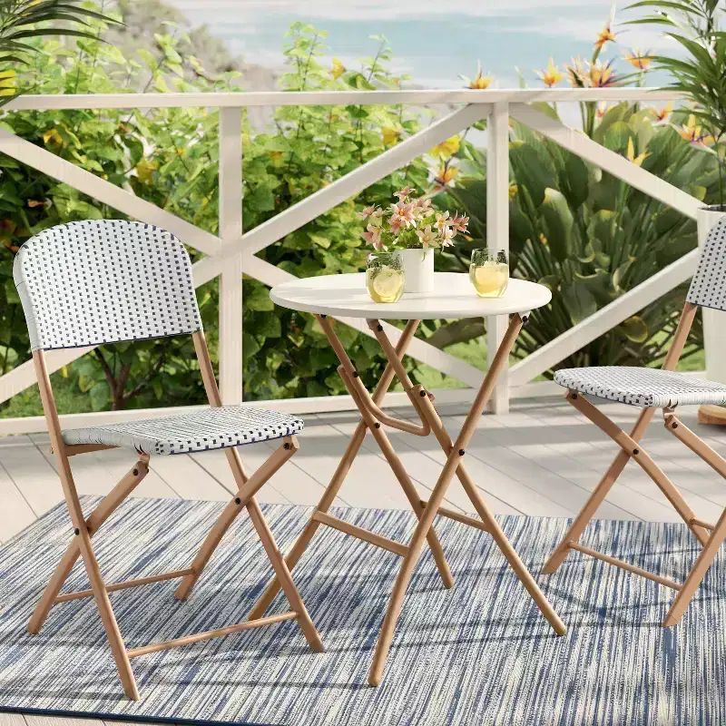 Steel Round French Cafe Outdoor Patio Bistro Table Beige - Threshold™