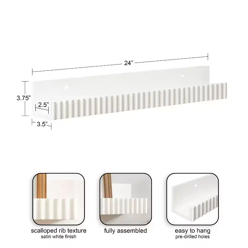Kate & Laurel All Things Decor Set of 2 Furrow Ledge Shelves White