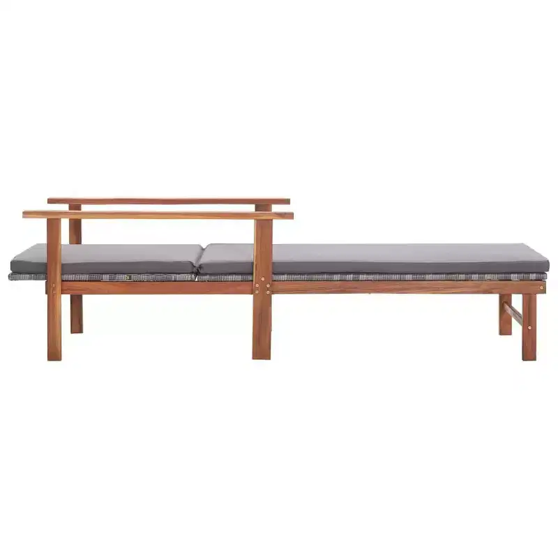 vidaXL Sunlounger Poly Rattan, Solid Acacia Wood Standard