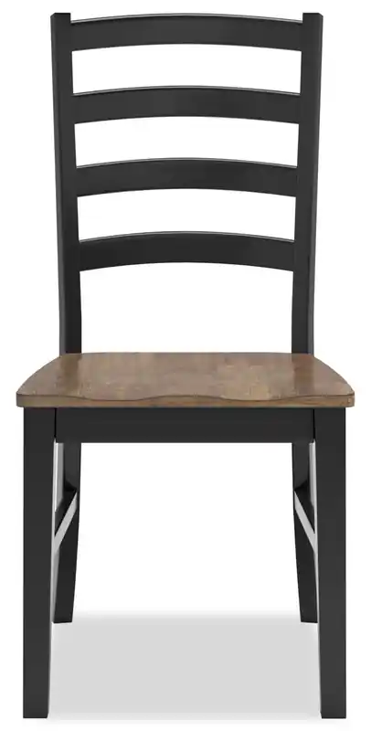 Dining Chair, Ladder-Back - Two-Tone Black & Brown