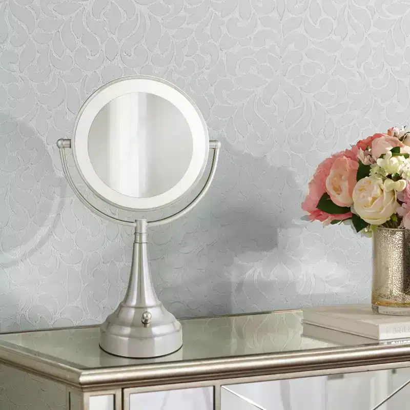 Zadro Satin Nickel Double-Sided Round LED Vanity Mirror