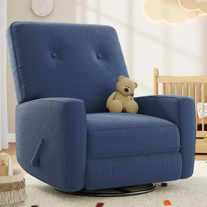 Nursery Recliner Chair, 360 Swivel Rocking Glider Chair, with Adjustable Backrest, Footrest, for Living Rooms, Bedrooms
