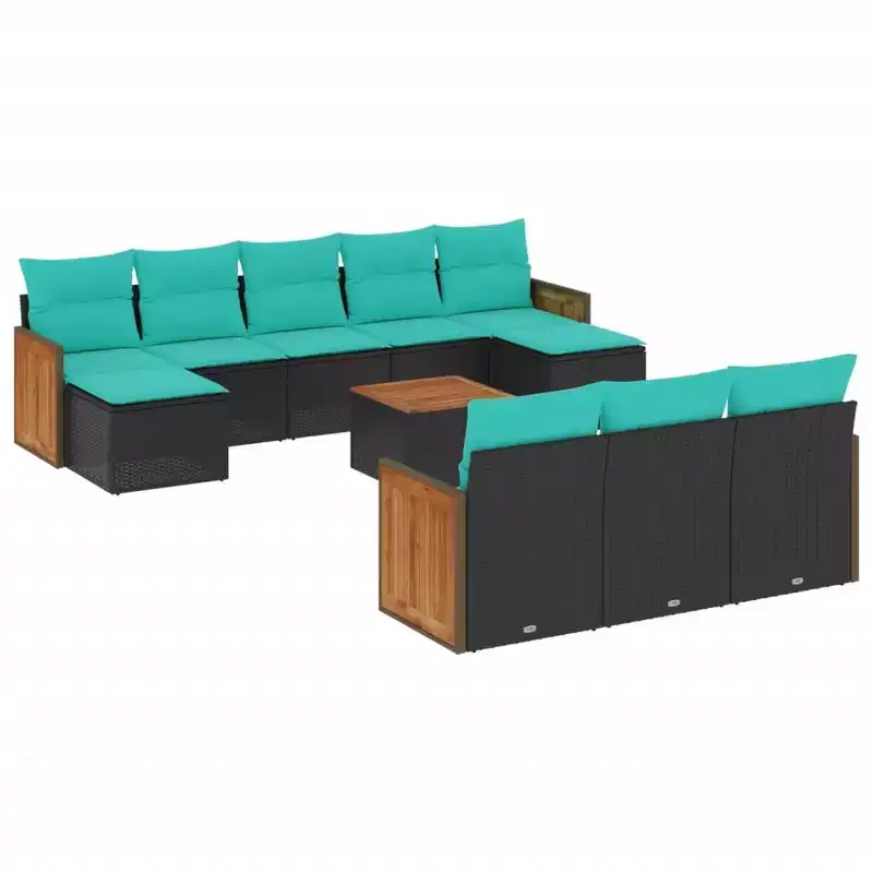 vidaXL Patio Sofa Set Black, Blue