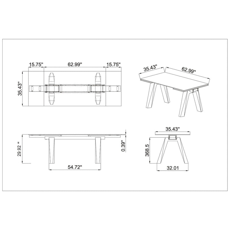Extendable Glass-Top Dining Table with Solid Wood Legs