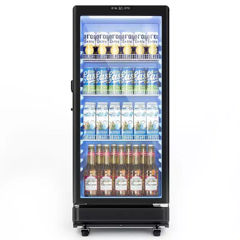 Simzlife 6 cu. ft./220 Cans Beverage Refrigerator Freestanding, Glass Door & LED Light, Efficient cooling, for Home/Bar/Office, Black