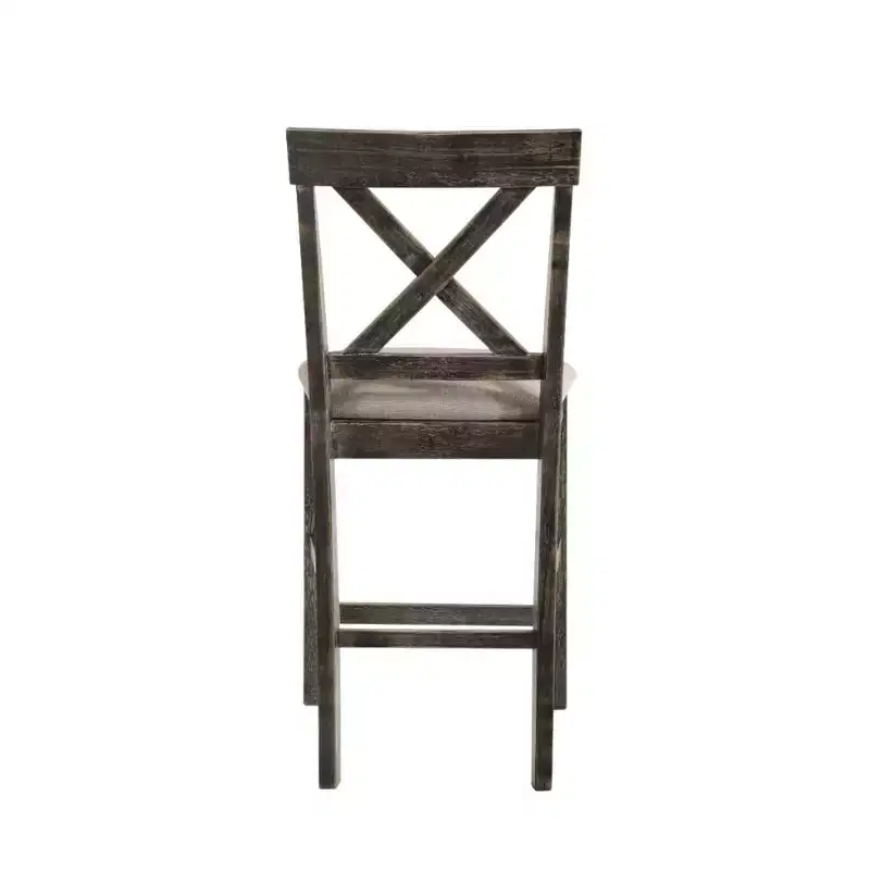 Simple Relax Set of 2 Linen Counter Height Chairs in Tan and Weathered Gray