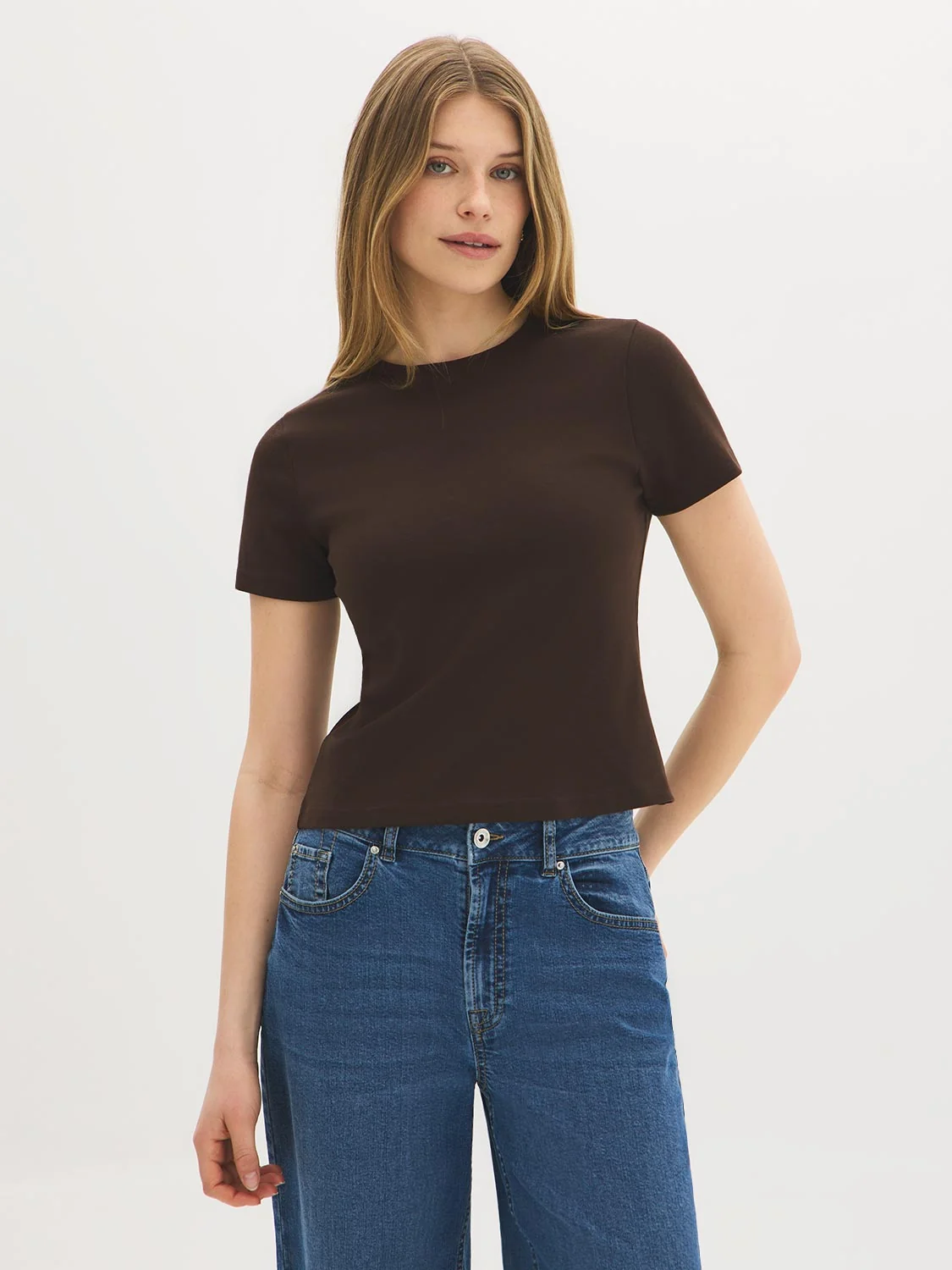 Cotton-Blend Ribbed Tee