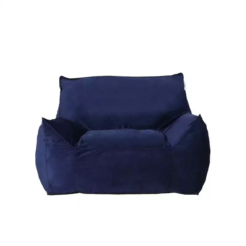 Loubar Modern Velveteen Armrests Bean Bag Chair Navy Blue - Christopher Knight Home