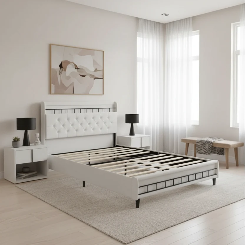 Upholstered Storage Platform Bed Frame, No Box Spring Required