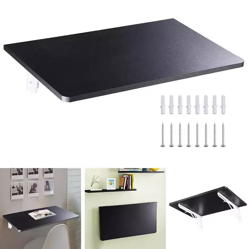 Yescom Wall Mounted Floating Computer Desk Space Saving Home Office Study Table Black
