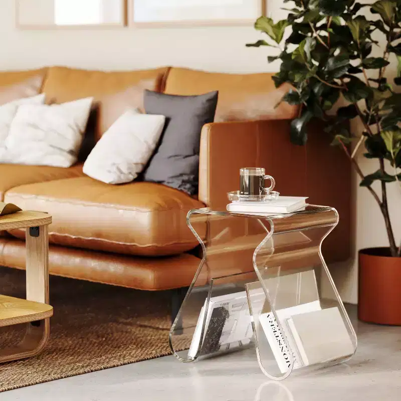 Acrylic Stool and Magazine Rack, Clear