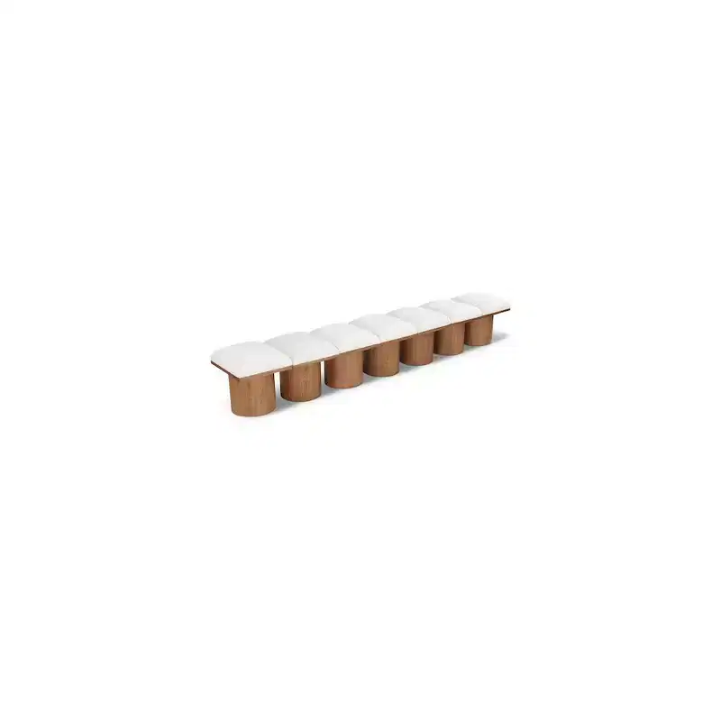 Cream Boucle Fabric Upholstered Bench – Pavilion Style, Modern Accent