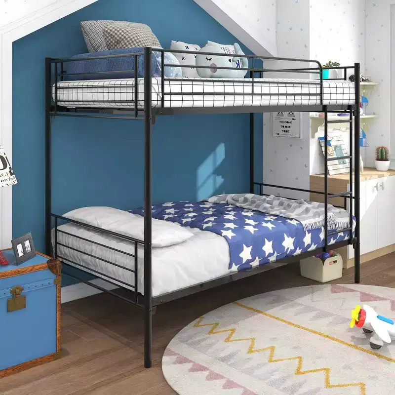 CLIHOME Space-Saving Twin-Over-Twin Bunk Bed with Metal Frame and Ladder