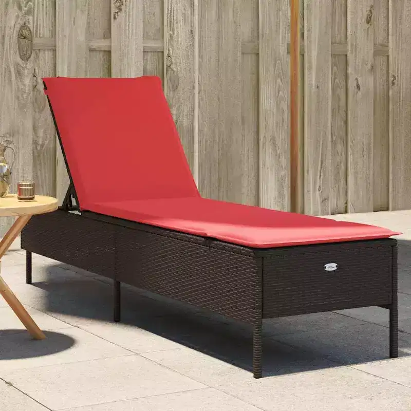vidaXL Patio Sun Lounger PE rattan Standard Height-Adjustable