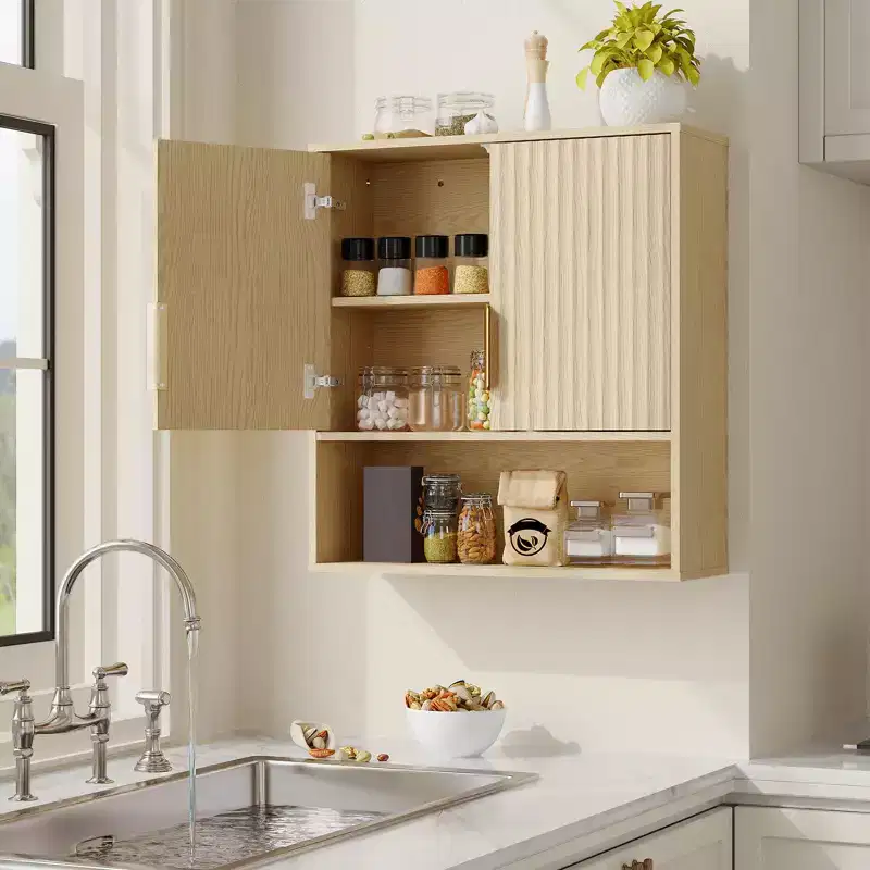 Bathroom Wall Cabinet - Medicine Cabinet with Barn Doors & Adjustable Shelf - 25x23.6x9 Inch Wall Cabinet