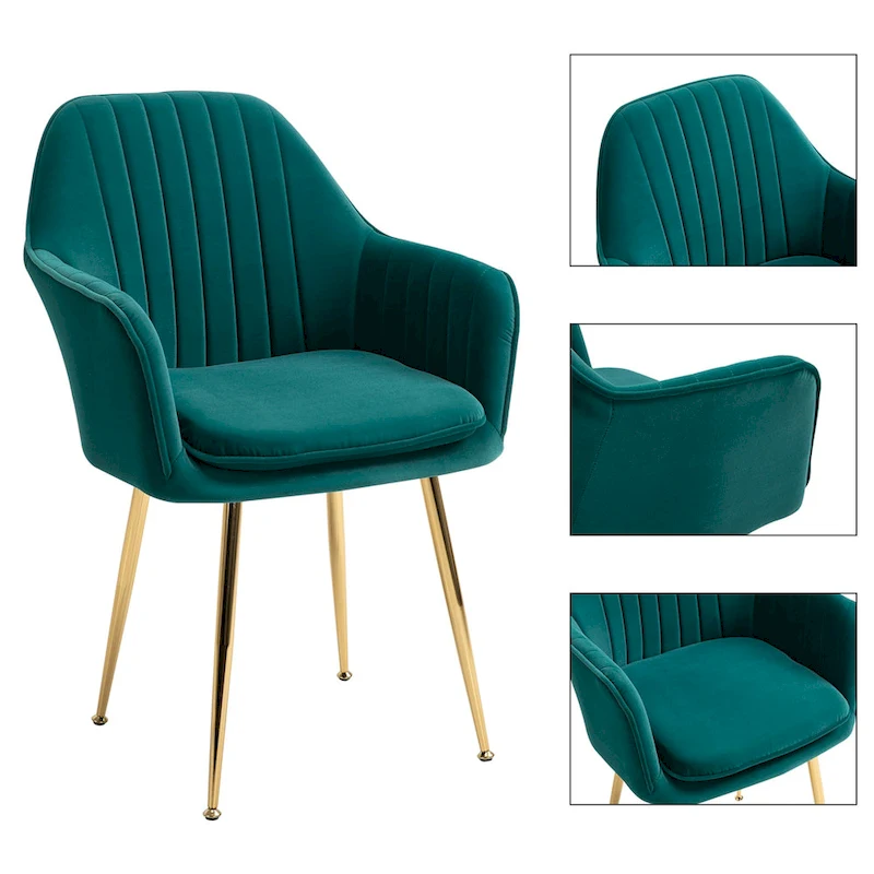 AVAWING Upholstered Velvet Dining Chairs Accent Arm Chairs Set of 4