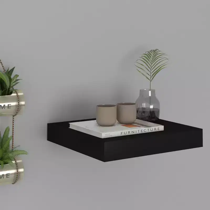 Wall Shelf Black Honeycomb MDF, Metal Small Wall mounting