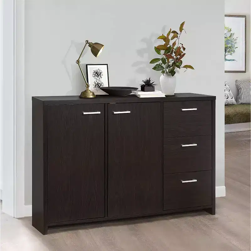 Sideboard Buffet Storage Cabinet for Kitchen Dining Room Entryway, Oak Chocolate