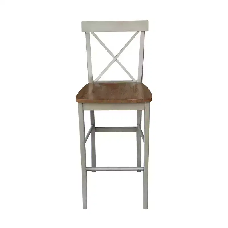 30" X Back Barstool Natural - International Concepts: Solid Wood, Square Seat, Armless
