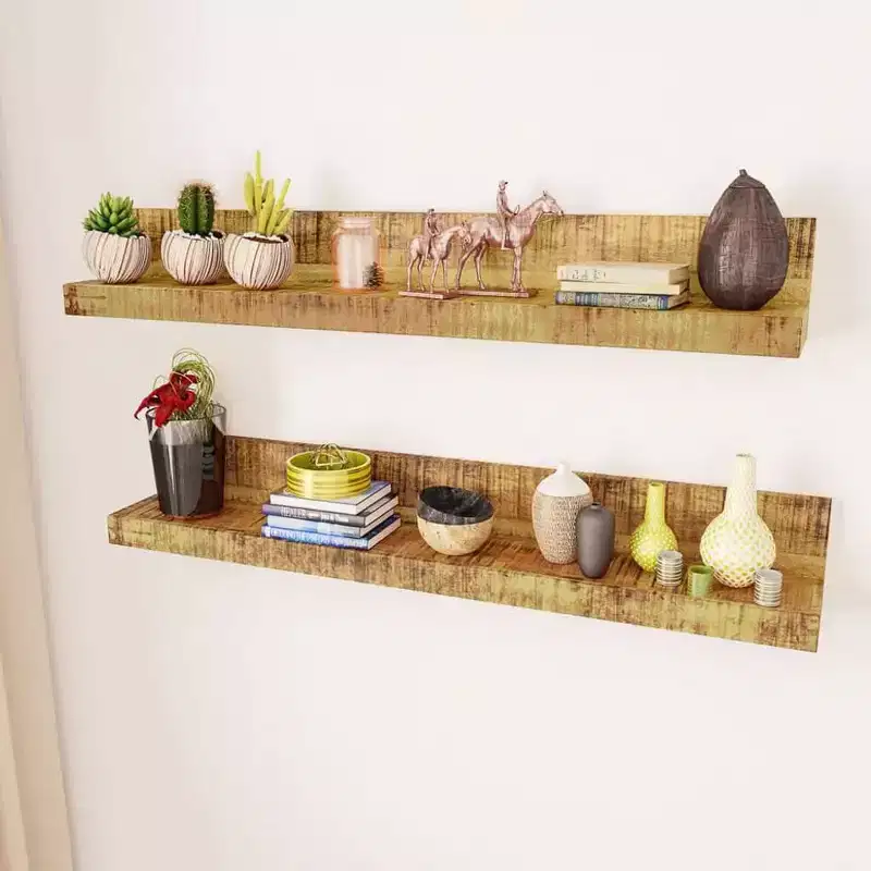 Shelf Natural Mango Wood Solid Mango Wood 43.3 in Wall mounting