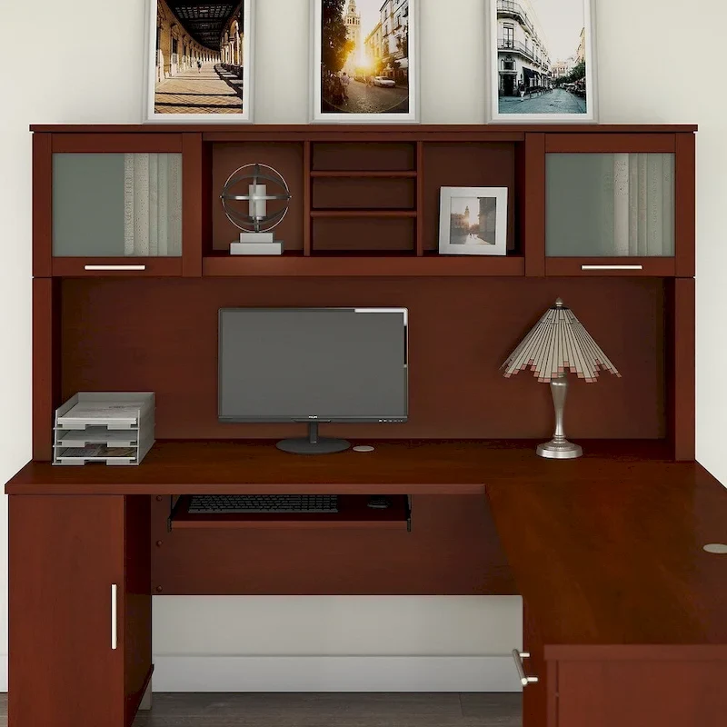 Espresso-style oak office wall cabinet (wall cabinet only)
