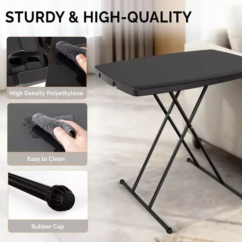 Plastic Folding Patio Table with Adjustable Height 30''x20''