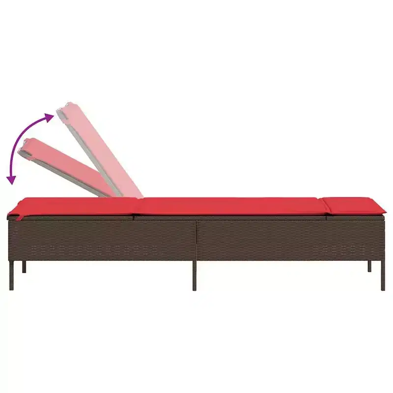 vidaXL Patio Sun Lounger PE rattan Single Multi-Position Backrest