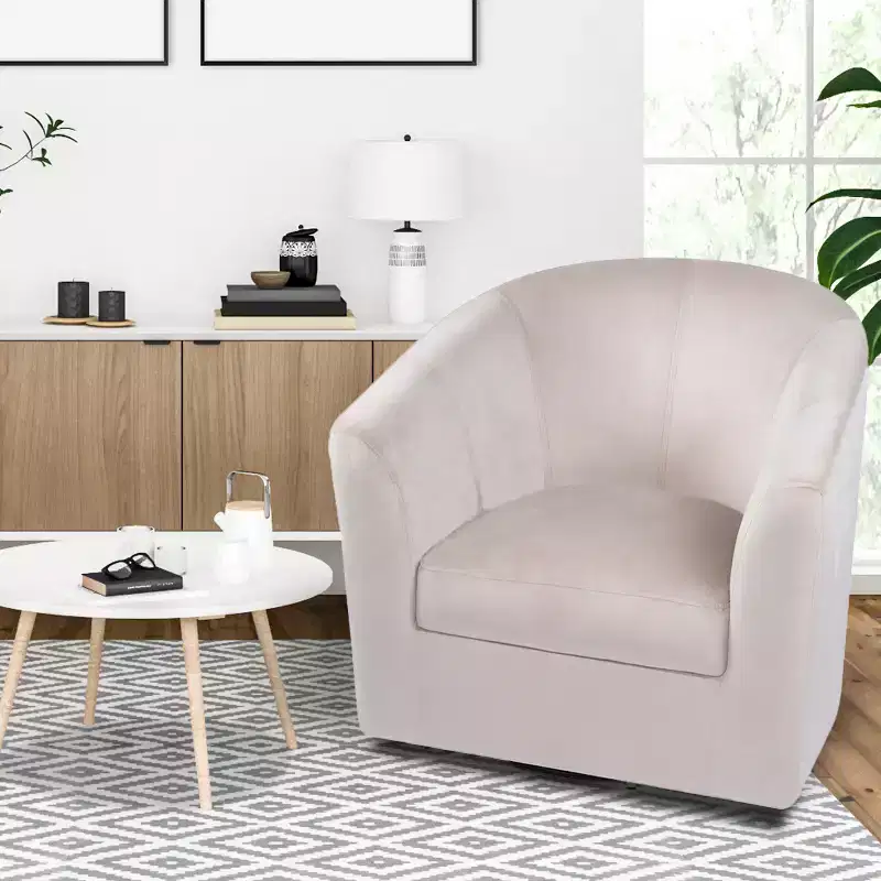 Home Imports Emporium 360 Swivel Barrel Chair  Modern Accent Chair with Armrests, Cozy Bucket Design for Living Room or Small Spaces