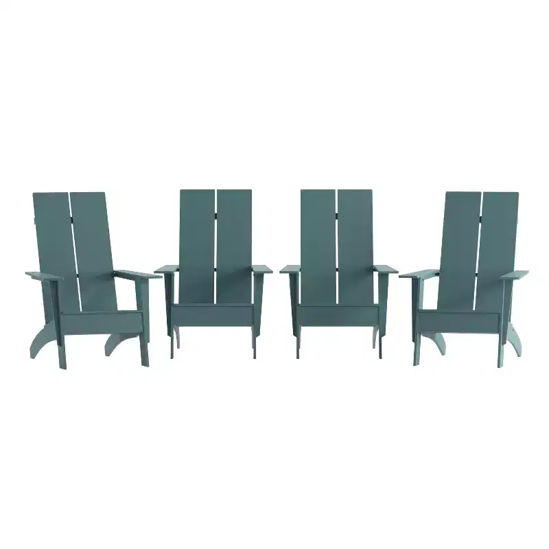Merrick Lane Set of 4 Modern All-Weather Poly Resin Wood Adirondack Chairs