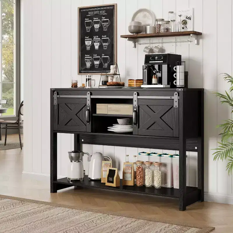Heynemo Fireplace TV Stand for 65''+ TV, Entertainment Center with 23 Electric Fireplace with Remote & Sliding Bar Door for Living Room