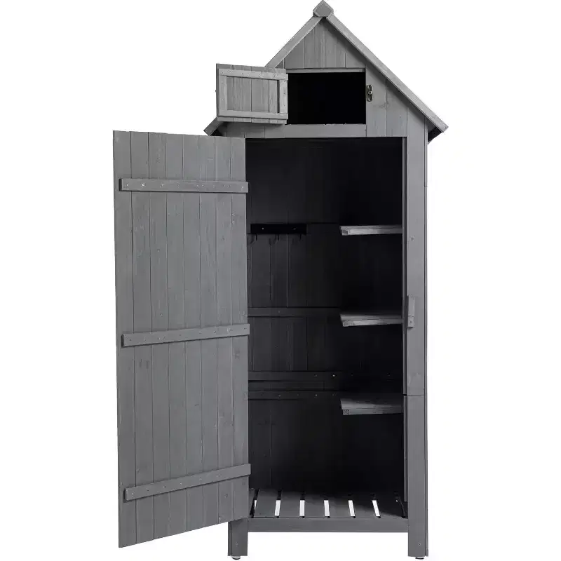Solid Wood Outdoor Storage Cabinet - Gray, Weather-Resistant, for Garden/Patio/Backyard
