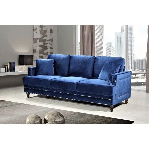 Velvet Upholstered Button-Tufted Sofa