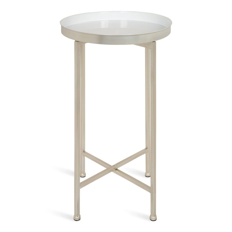 Kate and Laurel Celia Round Metal Foldable Tray Table - 14x14x25.75