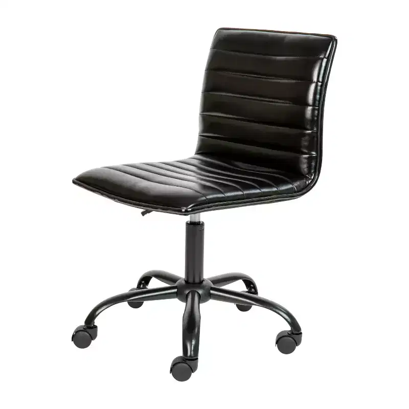 Low Back Armless Ribbed Swivel Task Office Chair, Vinyl Upholstery, 250 LBS Capacity