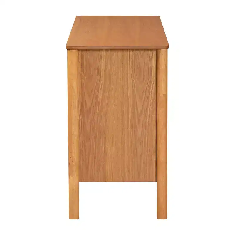 Baxton Studio Jenn Wood 6 Drawer Dresser with Distressed Finished Rattan Golden Brown/Distressed Rattan