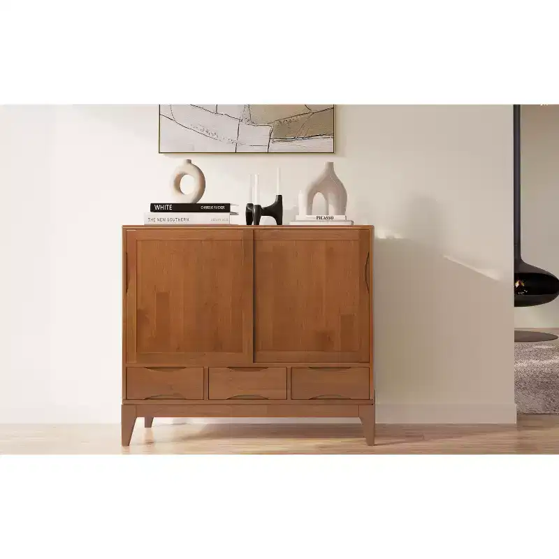 Pearson 48 inch Wide Solid Hardwood Mid-Century Modern Medium Storage Cabinet