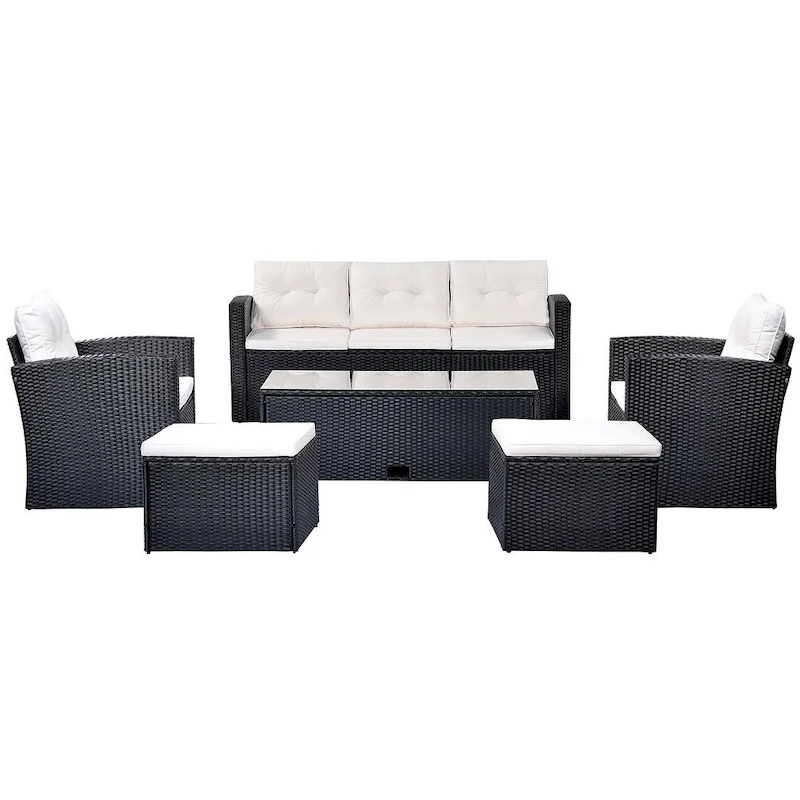 6 PCS Outdoor Patio Set Dining Conversation Sectional Set for 7
