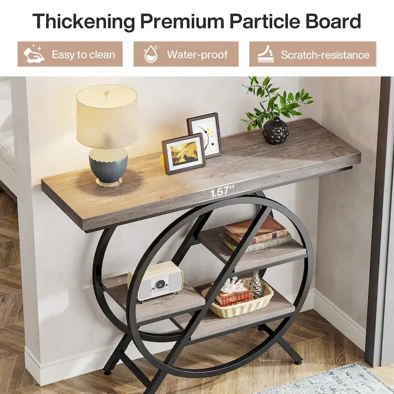 39.4-Inch Console Table, 4- Tier Industrial Entryway Table