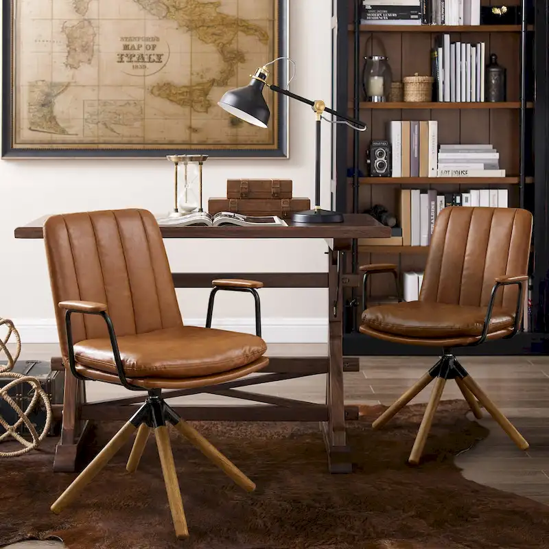 Art Leon Set of 2 Mid-century Swivel Home Office Chair