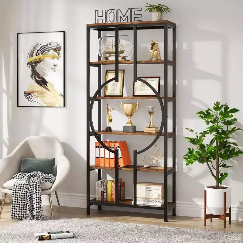 70.9" 6 Tier Bookshelf Brown