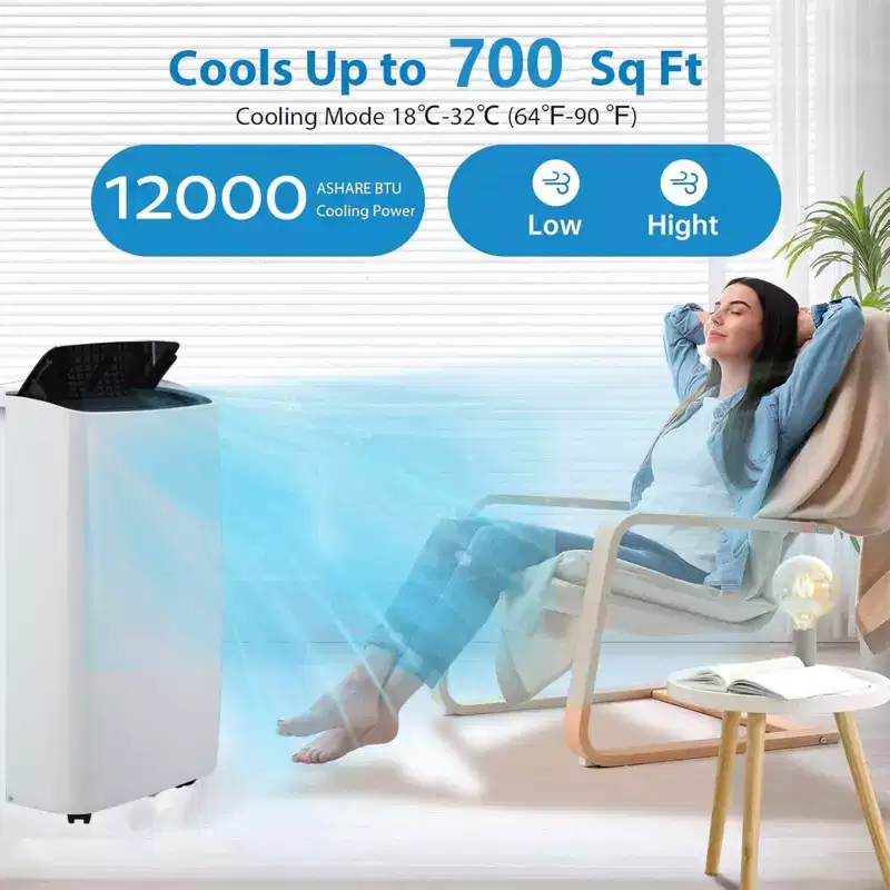 Air Conditioner,12000BTU Portable Air Conditioner with Dehumidifier and Fan Modes, Cools Room up to 700 Sq.Ft, Room Floor AC Unit